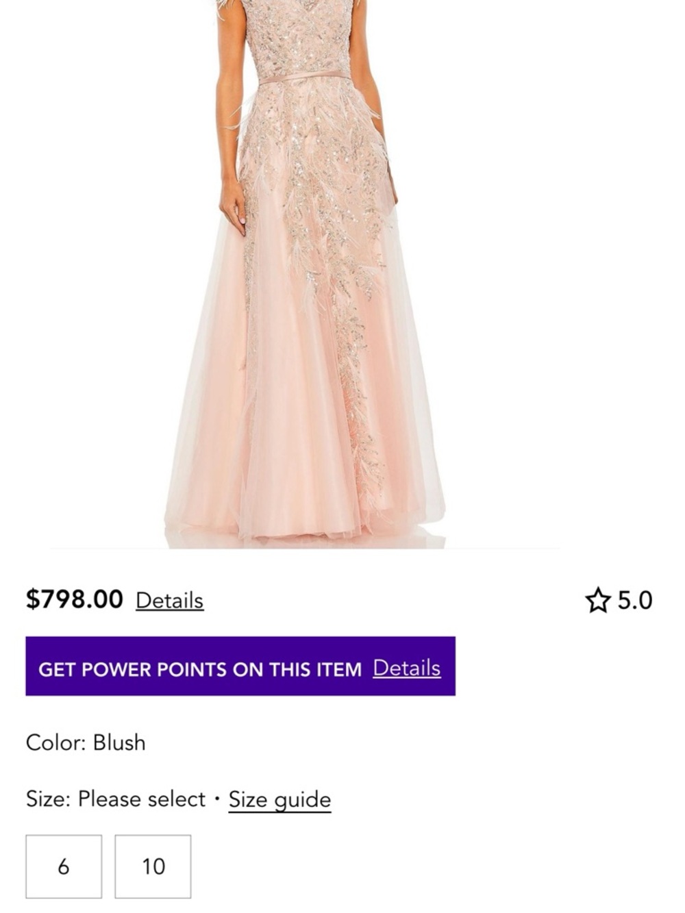 Mac Duggal Pale Pink Feather & Sequin Tulle Gown - Picture 3 of 4